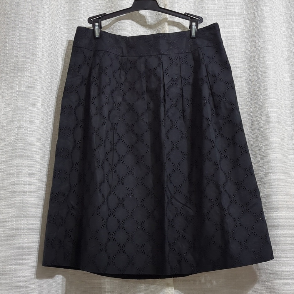 Loft Ann Taylor  Eyelet Cotton Skirt A-line Midi Scalloped Hem Breathable 8p
